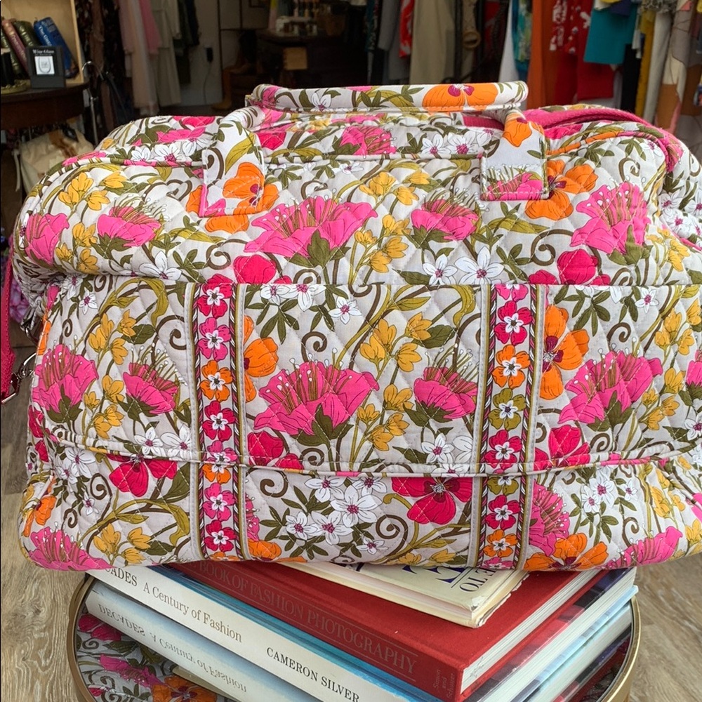Vera Bradley Floral Lillie Bell Quilted Weekender Travel Duffle Bag